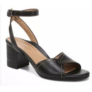 Vionic Strappy‎ Heel Sandals Womens 10 Papaya Isadora Black Leather New